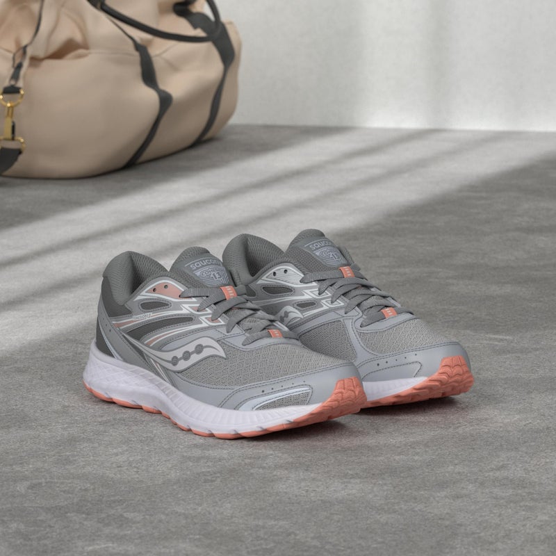 Saucony Women's Cohesion 13 Running Shoe, Alloy/Coral/Sky, 7.5 - Image 2